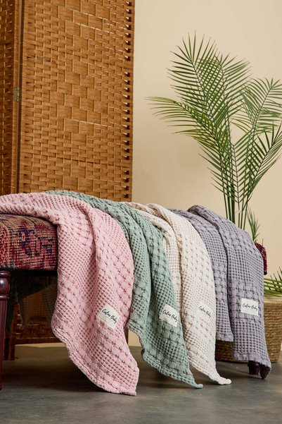 Caline Baby Waffle cotton pique 100*90cm - grey