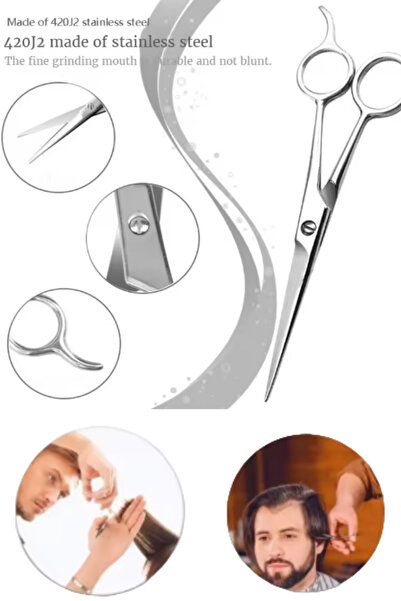 ESENLİWE Berber Kuaför Saç Sakal Kesim Makası Professional Kuyruklu 17cm