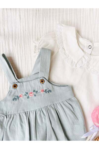 NUNU BABY Stacie Floral Embroidered Salopet Suit