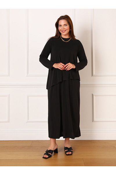 ALİA Plus Size Suit Look Comfortable Dress - Black - Alia