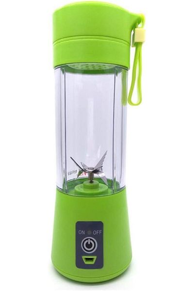 AKDC Personal USB Juicer Cup Portable Blender 380ml Rechargeable Fruit Mixer 3D Six Blades (Green)