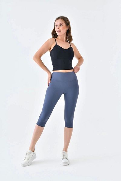 EMNY High Waisted Capri Below Knee Leggings Capri