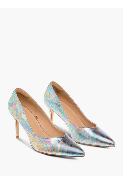 Flora Bella by Shoexpress Flora Bella Iridescent Pointed Toe Pumps with Stiletto Heels