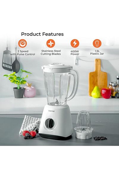 Geepas - 600 W Powerful Motor Multi-functional 2 in 1 Blender with 2 Speed & Pulse Option (1.8L)