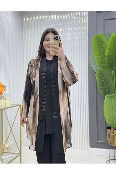 GK Inside Sandy Outside Chiffon Large Size 3-Piece Tunic Set