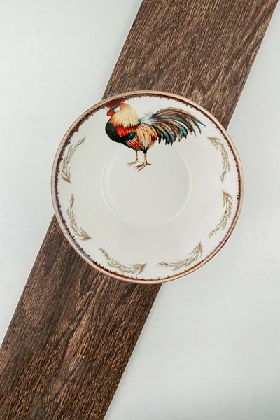 Bursa Porselen Dekor Retro Conical Bowl - Cock Design