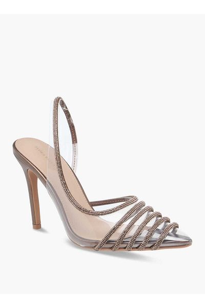 Flora Bella by Shoexpress Flora Bella Embellished Slingback Pointed Toe Shoes with Stiletto Heels