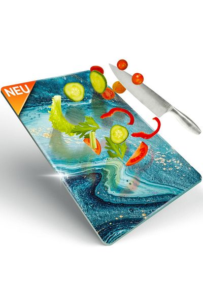 Decovetro Schneidebrett Glas |40x30cm | Glasschneidebrett | Leicht zu reinigen