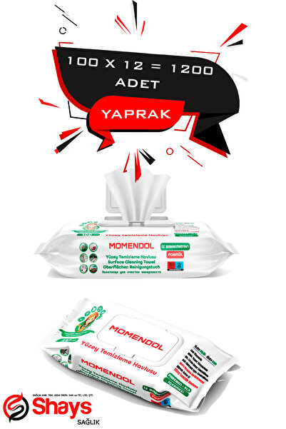 Shays Sağlık Momendol 12x100 منشفة تنظيف الأسطح - 1200 ورقة