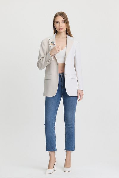 Ted Davıd Cream Colorblock Blazer Jacket