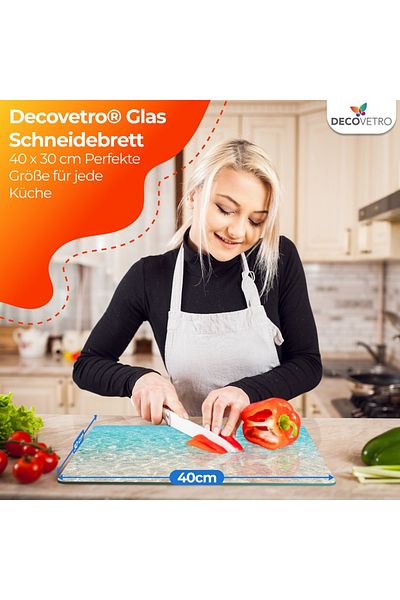 Decovetro Schneidebrett Glas |40x30cm | Glasschneidebrett | Leicht zu reinigen