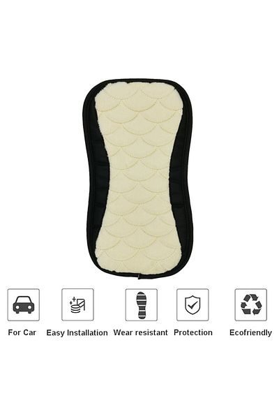 Generic Premium Car Armrest Cushion Pad, Soft & Comfortable Handrail Pad, Beige & Black, 1Pc