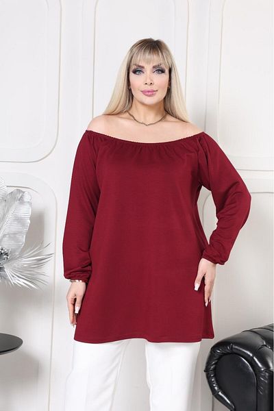 EMEZ Bluză visiniu cu umăr elastic