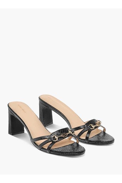 Flora Bella by Shoexpress Flora Bella Logo Charm Accent Slip-On Sandals with Block Heels