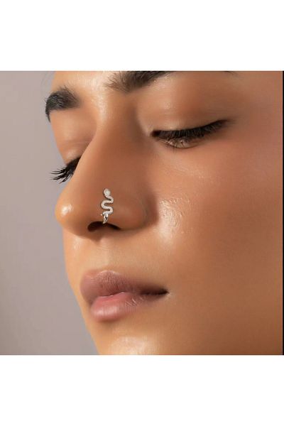 Beauty Box Silver Snake Design Nose Clip Minimalist (No Piercing Required)