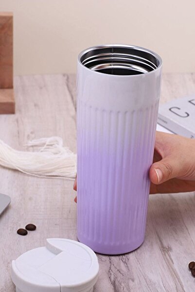 Weather Forecast 304 L Steel 500 Ml. Purple White Gradient Hand Thermos Mug Cin917Mr