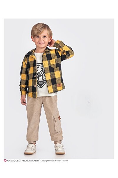 Yalçınoğlu Kids Combinație pentru băieți - pantaloni de in, tricou, cămașă în carouri I Costum de sărbători elegant și confortabil
