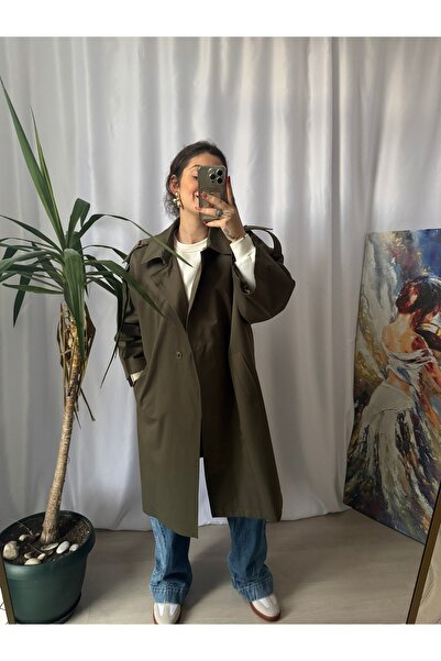 ATY LUXURY Oversize Haki renk trençkot