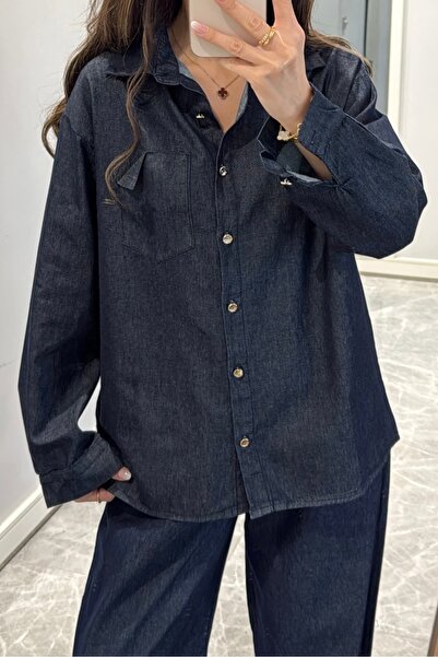 Suziş Women's Soft Fabric Shirt - Ornamental Pocket Detail, Model 0089