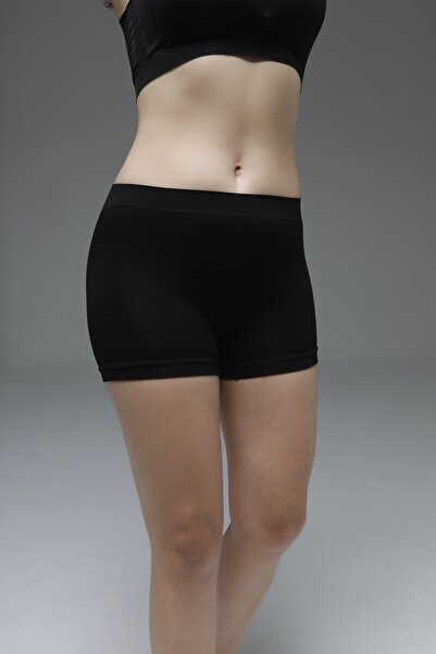 MİSTİRİK Moncorno Women's Boxer Fit - Black Color with Gathering Corset Effect