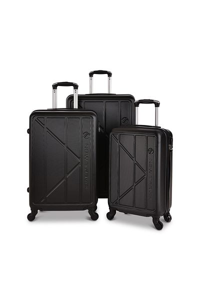 New Travel حقيبة سفر خفيفة الوزن من مادة ABS صلبة بعجلات، مجموعة من 3 قطع بمقاس 28/24/20 بوصة BR909/3P