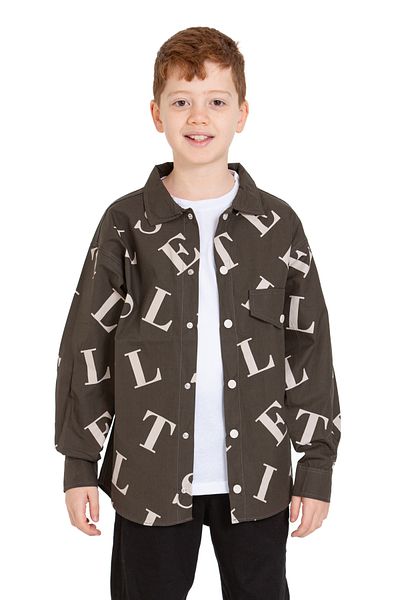 Pi Pengai Boy's 2-Piece Suit (100% Poplin Cotton Shirt+T-Shirt) P1080