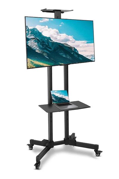 erorex Mobile Tv Stand For 32"-65" Screens – Adjustable, Lockable Wheels, Removable Shelf