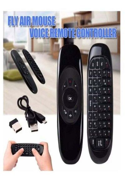 erorex C120 2.4GHz Wireless Voice Air Mouse Keyboard Remote Control for Smart TV PC Black