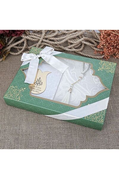 Asyabayrak Книга Ясін і набір килимків з намистом з перлин - кремовий