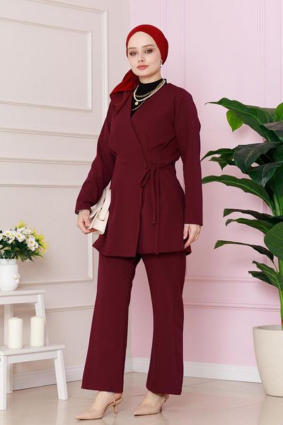 Sevitli Set Hürrem Burgundy - Legat lateral