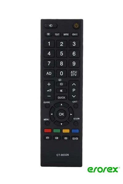 erorex TV Remote Control for Toshiba Black