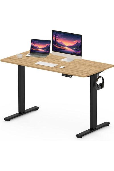 Mahmayi Flexispot Electric Standing Desk, 122 x 65cm Adjustable Height Desk - Coco Bolo