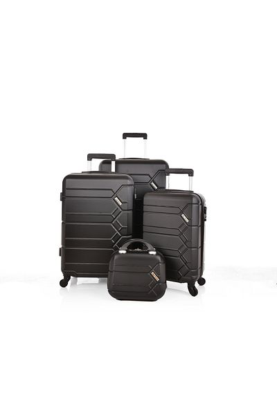 New Travel مجموعة حقائب سفر صلبة من مادة ABS مكونة من 4 قطع مع حقيبة تجميل مقاس 28/24/20/12 بوصة BR979/4P
