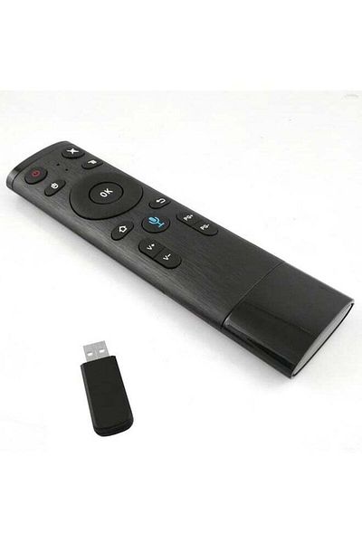 erorex 2.4Hz Wireless Remote Control With USB Receiver Voice Input For Android TV/HTPC/PC/Projector Black