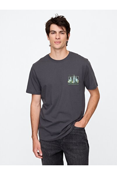 GAP Erkek Siyah Everyday Soft Logo Grafikli T-Shirt