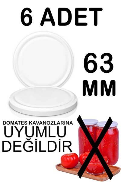 Tiesa Home 6 Adet 63mm Metal Kavanoz Kapağı Beyaz