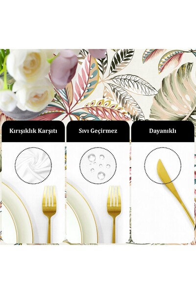 Evim Canvas Authentic Green Liquid Proof Stain Resistant Table Cloth