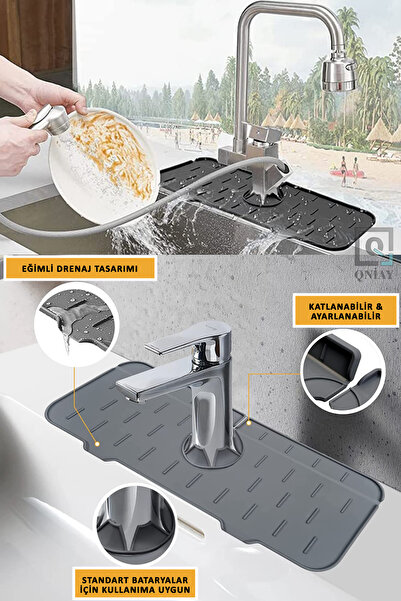 QNİAY Gri Su Tutucu Musluk Matı Mutfak Banyo Için Koruyucu Musluk Lavabo Bulaşık Süngeri Matı