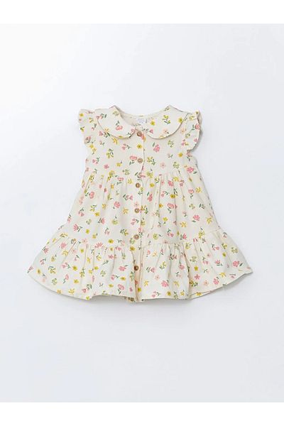 LC Waikiki Lcw Baby Ecru Baby Collar Floral Baby Girl Dress