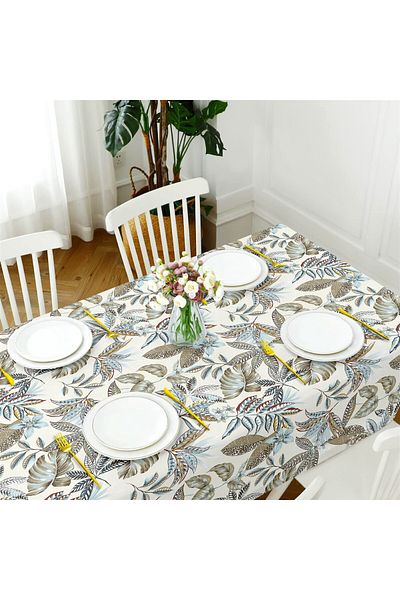 Evim Canvas Authentic Blue Liquid Proof Stain Resistant Table Cloth