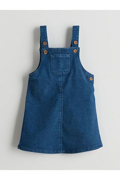 LC Waikiki Lcw Baby Indigo Square Collar Baby Girl Jean Dress
