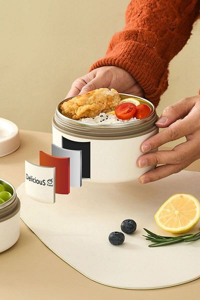 Weather Forecast 600ml Cream 304 Steel Food Food Storage Container - Warm-Proof Cin896By