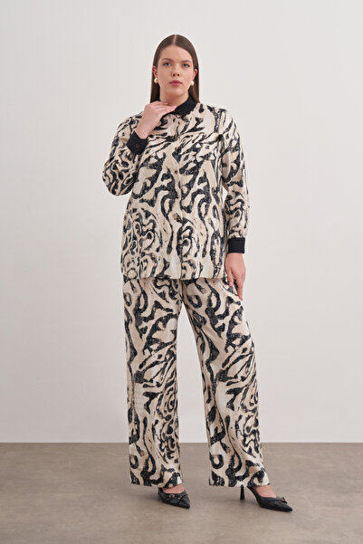 Aker Desenli Piliseli Pantolon Etek