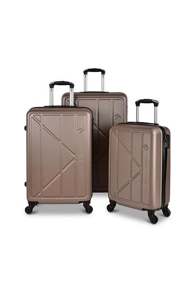 New Travel حقيبة سفر خفيفة الوزن من مادة ABS صلبة بعجلات، مجموعة من 3 قطع بمقاس 28/24/20 بوصة BR909/3P