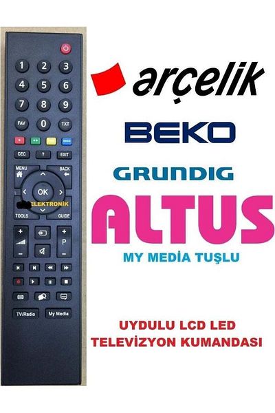 erorex Cec Key Grundig Arçelik Altus Beko HD Satellite TV Remote Control