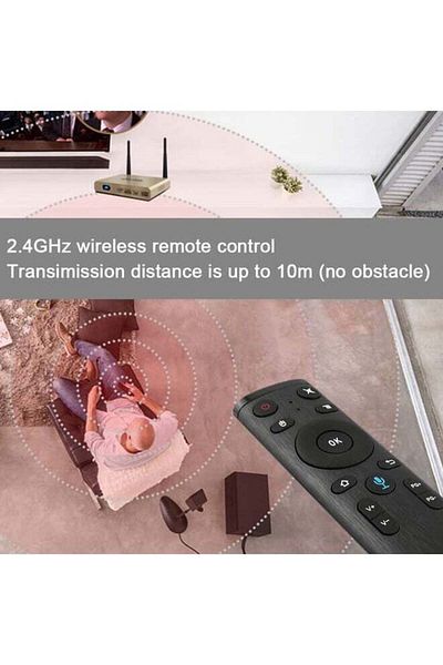 erorex 2.4Hz Wireless Remote Control With USB Receiver Voice Input For Android TV/HTPC/PC/Projector Black