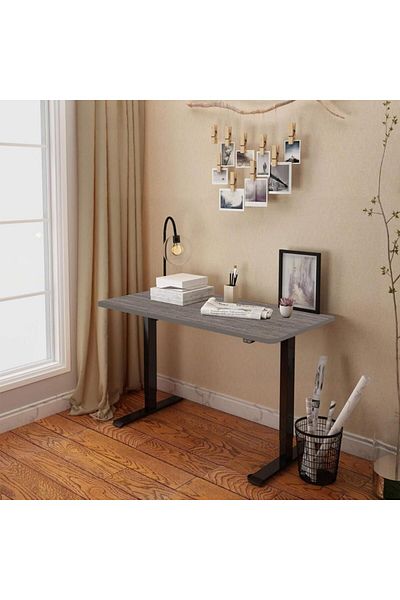 Mahmayi Flexispot Electric Standing Desk, 122 x 65cm Adjustable Height Desk - Whiteriver Grey Oak