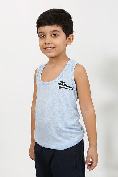 Akbeniz Set pijama albastru din bumbac pieptănat cu mâneci zero pentru bărbați 20439
