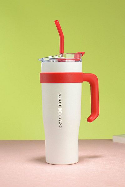 Weather Forecast 304 L Steel 1.2 L White Quencher Camping Picnic Thermos with Straw Cin909By