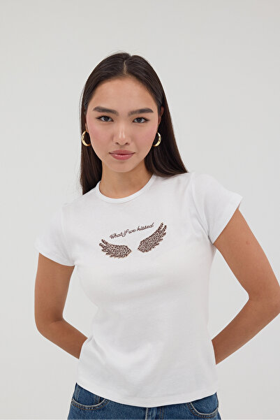 Addax Leopard Winged Short Sleeve T-Shirt P1652-E2